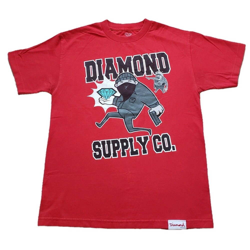 Vintage Y2K Diamond Supply Heist Size Medium USA Made Mens Red T-Shirt